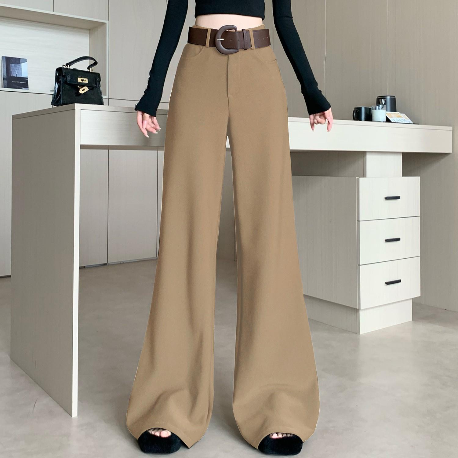 

Milk Card Color Women s Wide-Leg Suit Pants, Slightly Flared, High Waist, Drapey, Floor-Length, 2026 Early Spring Fashion. Medium
