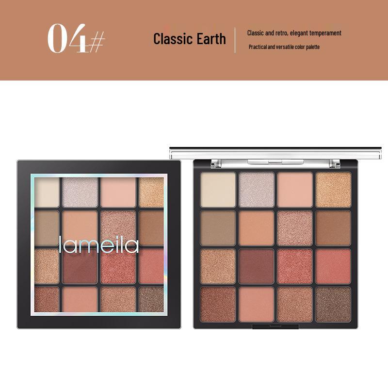 Sixteen-Color Pure Desire Smoky Pink Eyeshadow Palette with Low Saturation, Light Blush, Pearl, and Matte Earth Tones