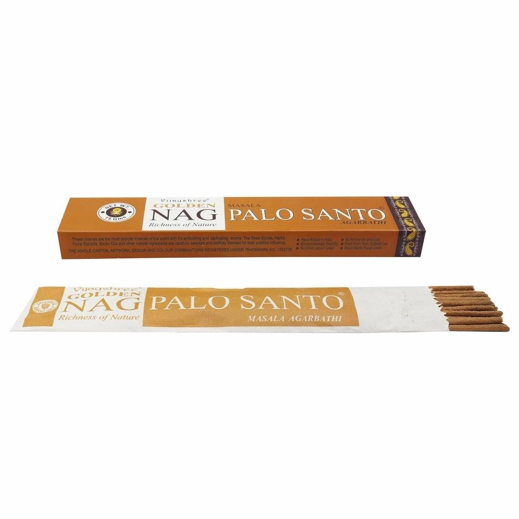 Varillas de Incienso Vijayshree Golden Nag Palo Santo Masala Sándalo 12x15 180g