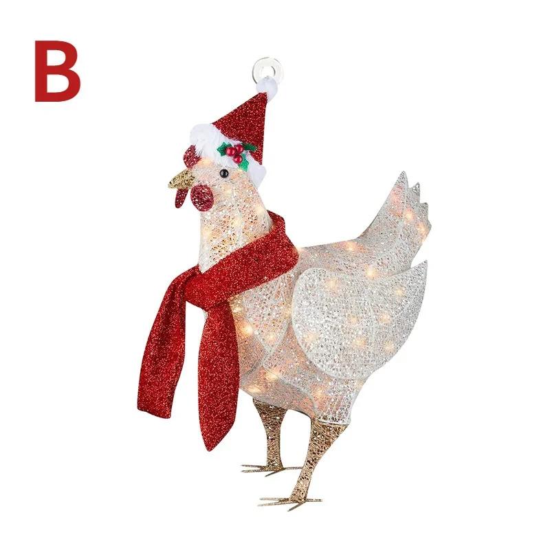 LED Restehähnchen Schild Hängeanhänger Kugel Innen Außen Neujahr Weihnachtsbaumschmuck Weihnachtszubehör