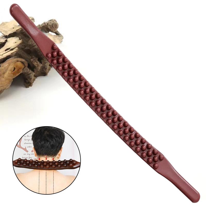 59 Beads Universal Back Massage Tendons Scraping Stick Point Treatment Gua Sha Relax Therapy Tool Abdominal Massager(Plastic)