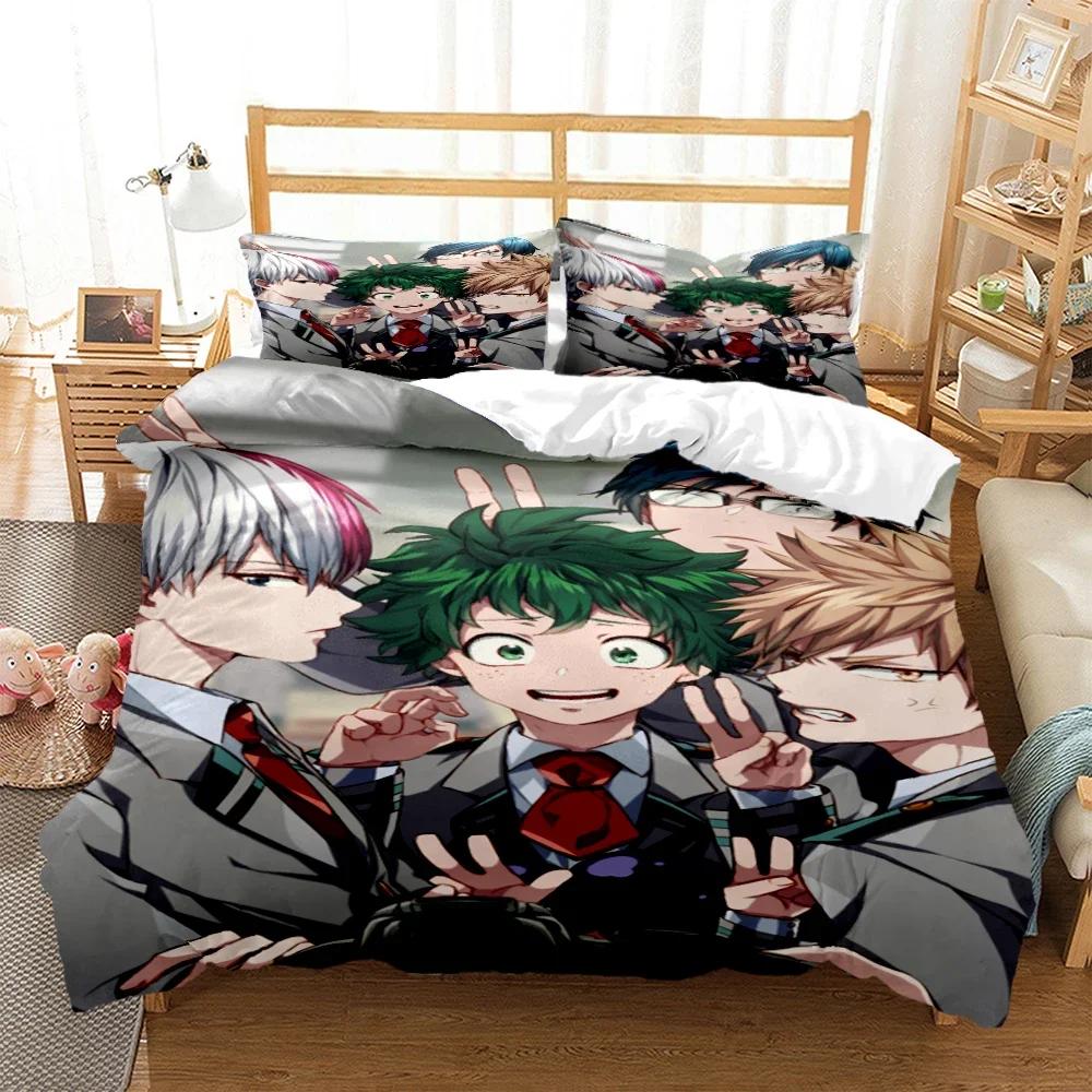 My Hero Anime Druck Dreiteiliges Bettwäscheset Mode Kinder Oder Erwachsene Für Betten Bettbezüge Kissenbezüge Bettwäscheset Geschenk