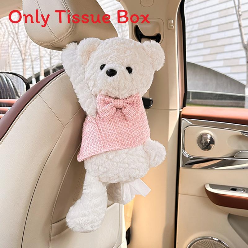Creative Plush Bunny Car Tissue Holder With Cute Cartoon Design For Car Interior Decor