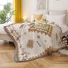 Reversible Blanket, Geometric Pattern, Beige Blanket, Sofa Throw