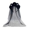 Langer Schleier mit Bändern Blumenschmuck Kopfschmuck Totenkopf-Design Gothic Kopfreifen Halloween Haarband Party Cosplay