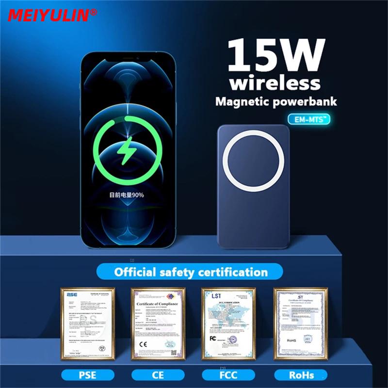 Meiyulin 15 W schnelles kabelloses Ladegerät, magnetische Power Bank, 10000 mAh, tragbarer universeller externer Ersatzakku für iPhone 14 Samsung