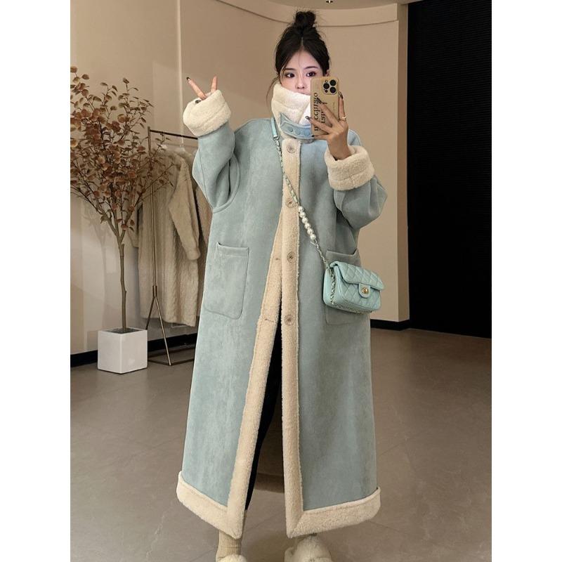 Double-sided suede lamb wool coat women's winter thickened fur long imitation fur coat