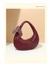 Large Capacity Woven Shoulder Bag - Trendy Crescent Dumpling Handbag, Underarm Style.