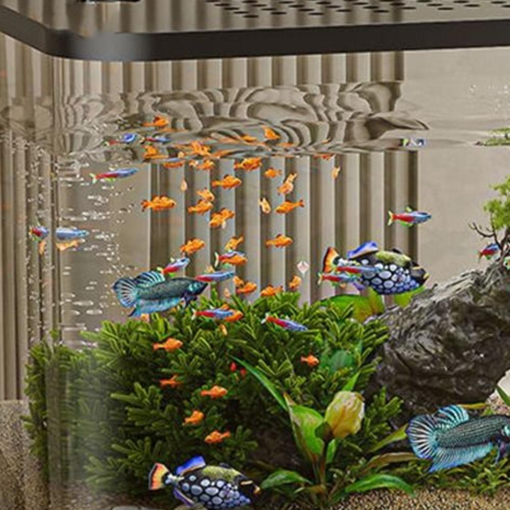 Small Fish Tank with Lid Betta Aquarium Tank Creative Hydroponic Fish Bowls  For Home Decorative