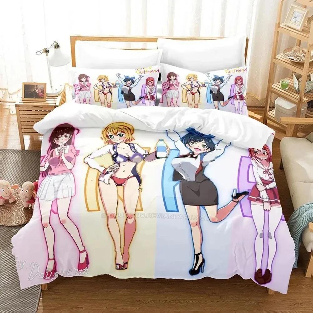3D Anime Rent A Girlfriend Printed Bed Set Duvet Cover Pillowcase Bedding Set Bed Linen Sheet Quilt Cover Full Queen King Size