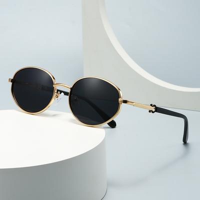 European American Metal Frame Sunglasses Trendy Street Style for Men Women Retro Oval Modern Charm 1439
