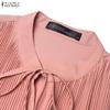 ZANZEA Women Casual Round Neck Solid Color 3/4 Sleeve Loose Blouse