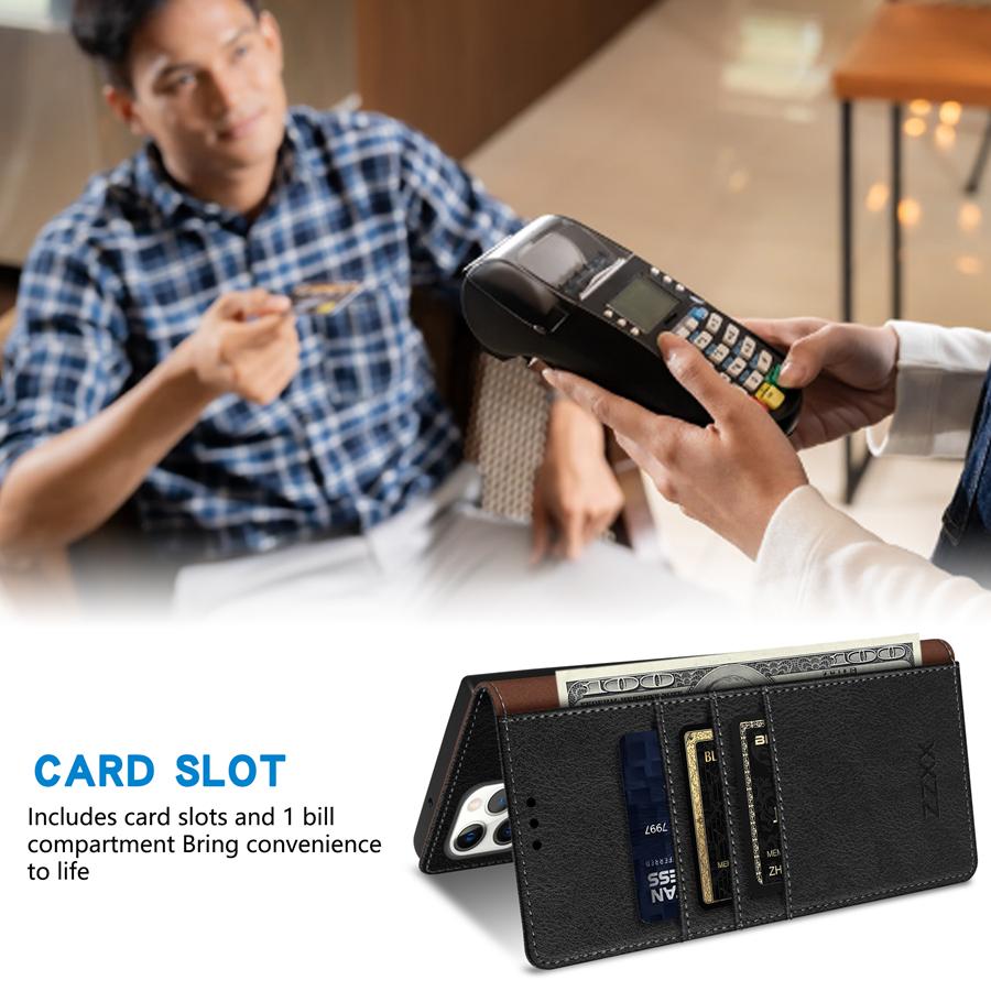 Wallet Skin Friendly Card Slot Stand Magnetic Flip Leather Case For iPhone 15 Pro Max 14 Plus 13 Mini 12 11 XR SE  8 7 Cover