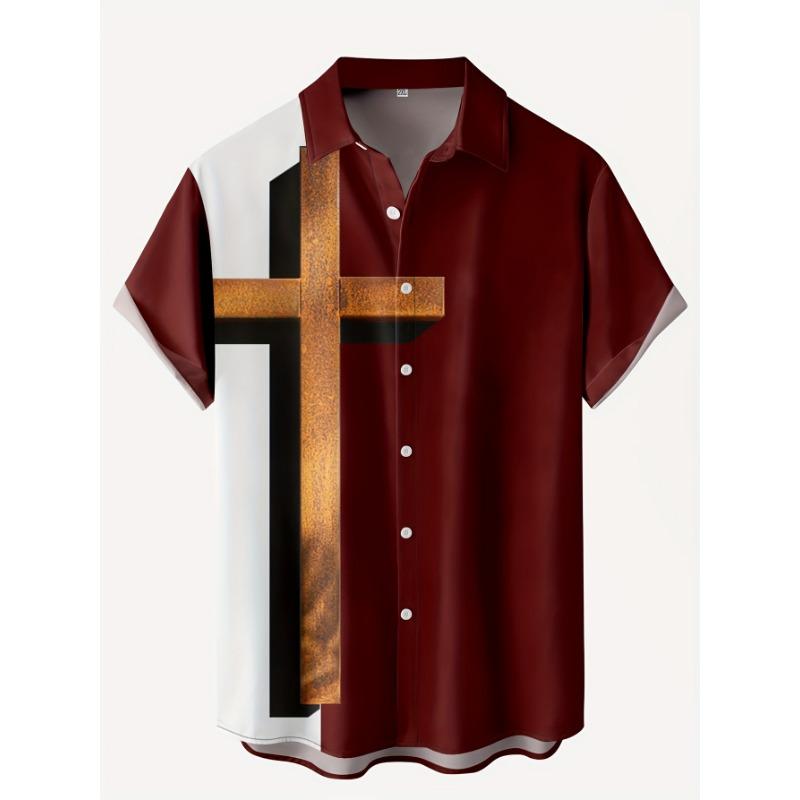 New Hawaii Men's Vintage Shirts Casual Breathable Short Sleeve Tops Beach Party Plaid Tops Short Sleeve Men's Clothing