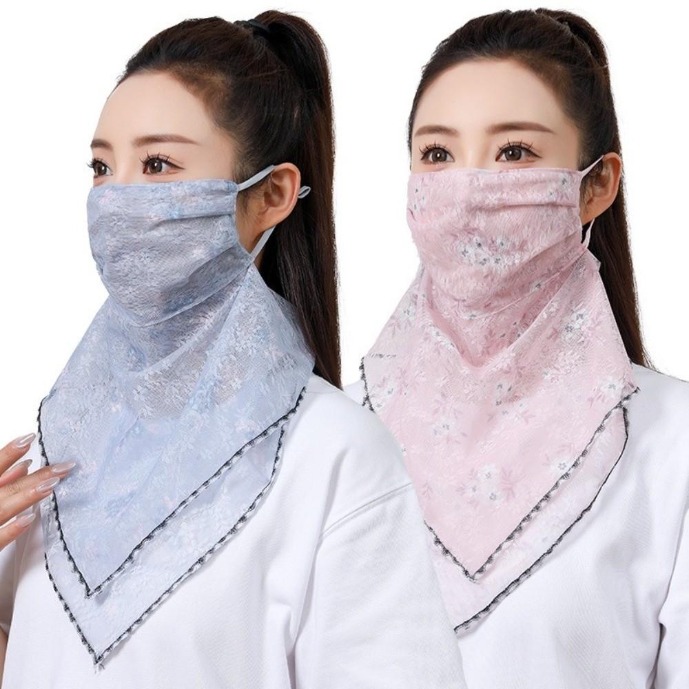 Lace Ice Silk Mask Elastic Sunscreen Veil Fashion Triangular Scarf  Sports
