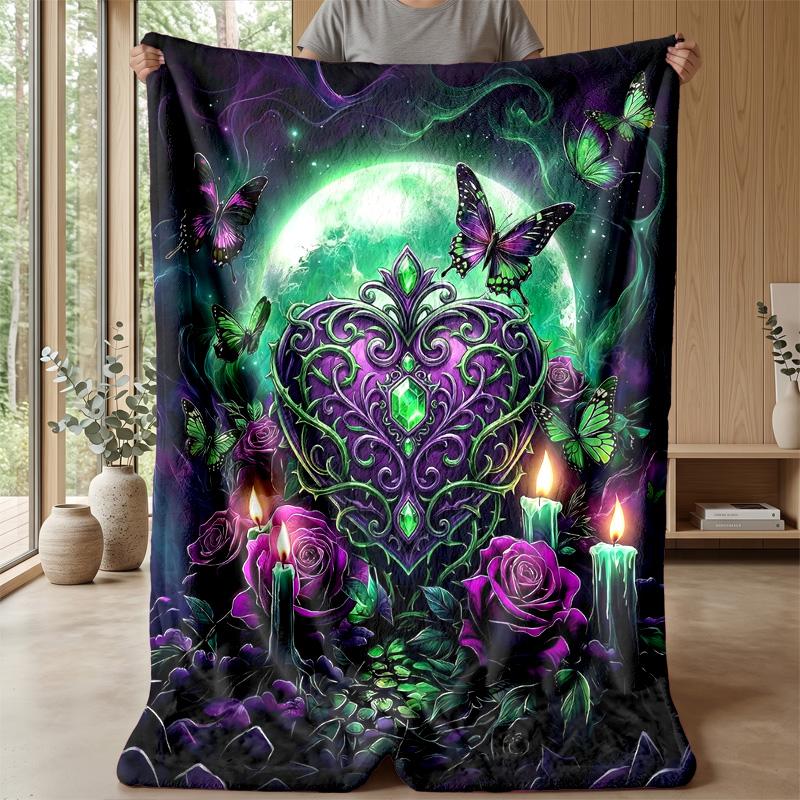 Mystic Butterfly Night Theme blanket Lightweight Warm Flannel Blanket Decorative Throw Blanket for Home Decoration
