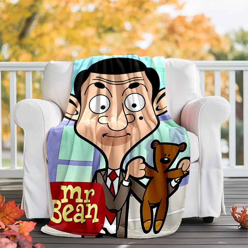 1pc Mr Bean1 Theme Blanket - Digital Print, Polyester, Cozy for All Seasons, Perfect for Outdoor, Camping, and Travel