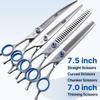 Fenice Professional 7.0/7.5/8 Inch JP440C Steel Left Hand Shears Blue Diamond Double Tail Nail Scissors Set for Pet Dog Grooming