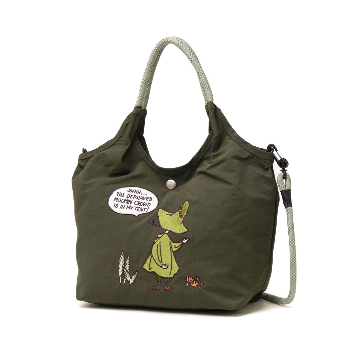 

2way bag tote bag with embroidery design 4L Khaki [Moomin] RMPK-02 хакі
