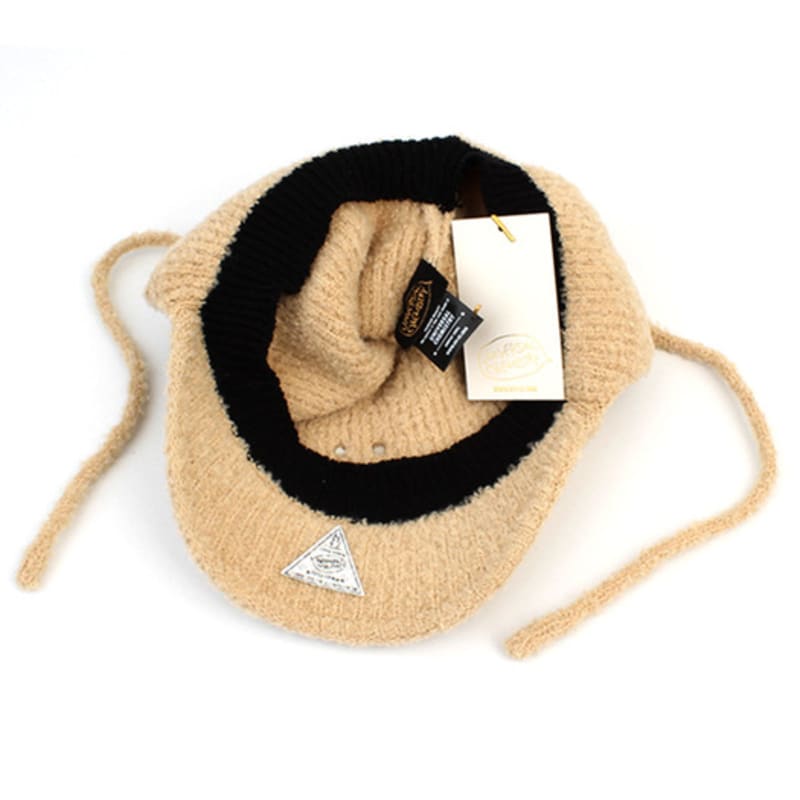 Universal chemistry knit beige earflap cap balaclava