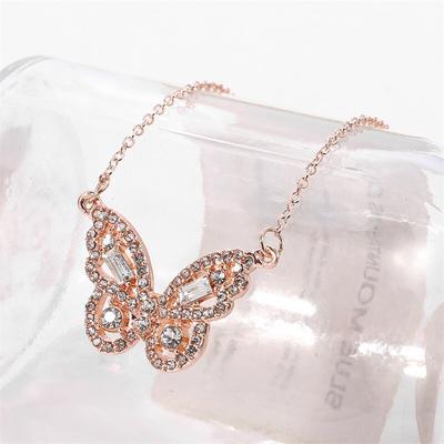 Neue Mode Kristall Strass Schmetterling Anhänger Halskette Für Frauen Mädchen Party Choker Schmuck Accessoires Jubiläumsgeschenk