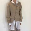 Damen Herbst Winter Pullover mit schrägen Knöpfen und unregelmäßigem Design, Strickjacke, Strickjacke