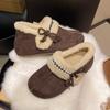 Retro Height-increasing Shoes for Women, New Fleece One-foot Cotton Shoes