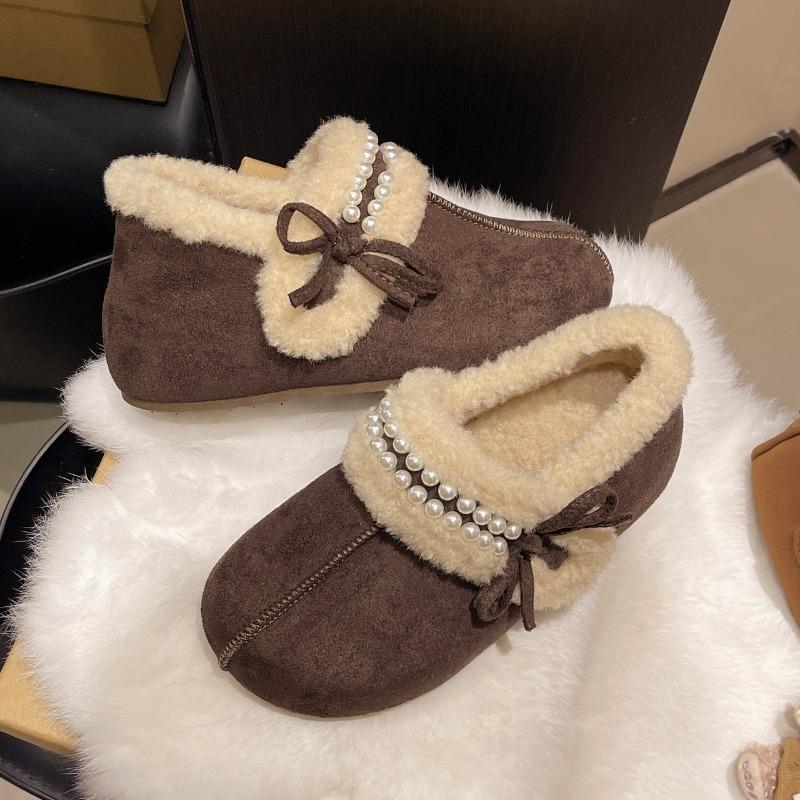 Retro Height-increasing Shoes for Women, New Fleece One-foot Cotton Shoes