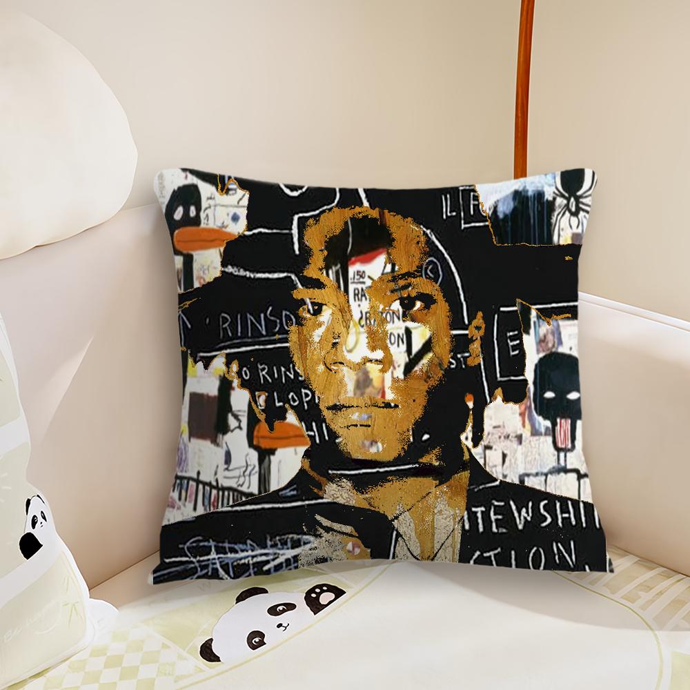 J-Jean-Michel B-Basquiat Art Pillow Case Living Room Sofa Cushion Cover Suitable For Home Bedroom Room Decoration