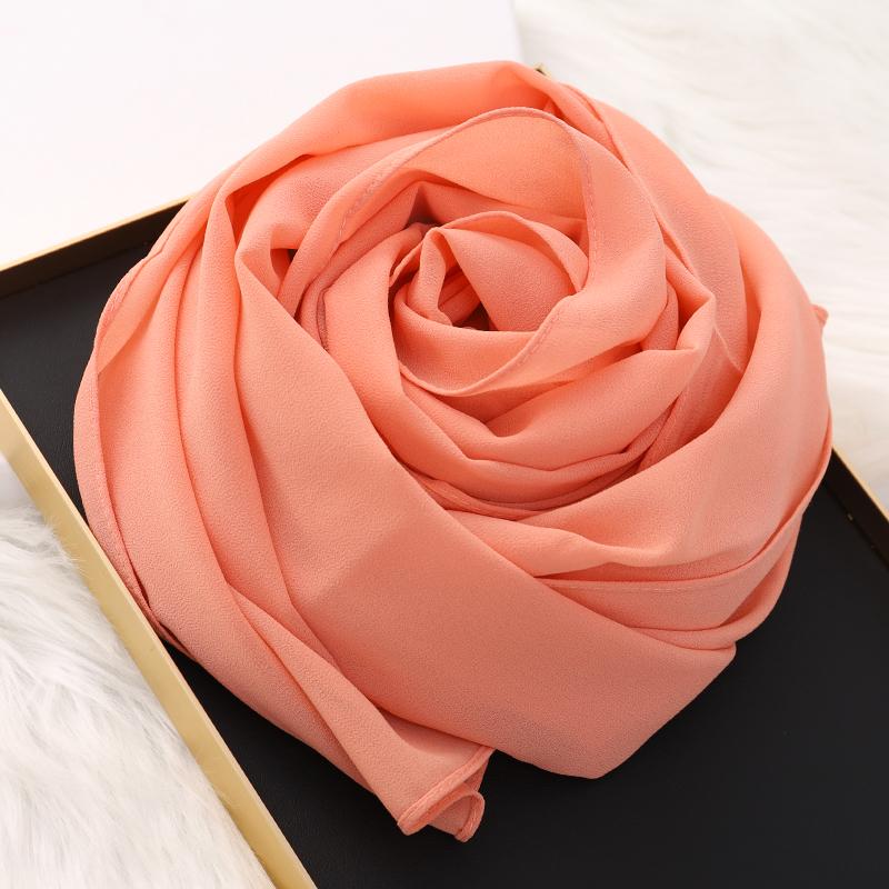 Muslim Hijab Scarf With Zipper Plain Bubble Chiffon Ready To Wear Veiled Hijab Wrap Solid Shawls Headscarf Turban Ramadan