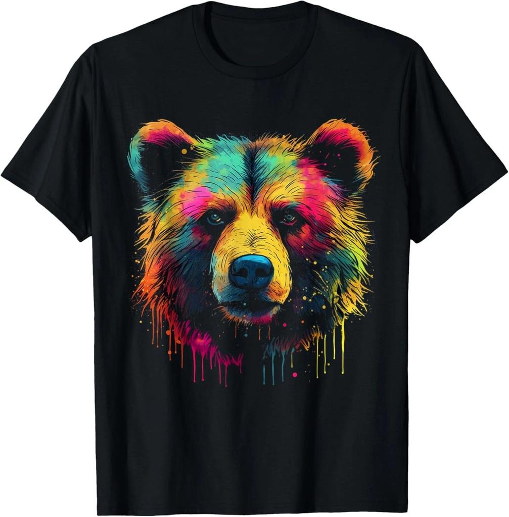Bear Colourful Forest Artwork Animal Art Bear T-Shirt