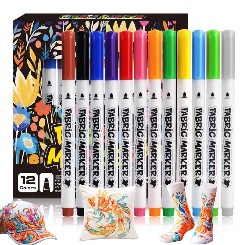 Washable Fabric Markers - Stain-Free, Colorful, Waterproof, Fade-Resistant, DIY Graffiti Pens