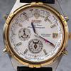 SEIKO Worldtimer Chronograph GMT Date Quartz 38mm White Dial Gold Watch 6M15-0020 Men's
