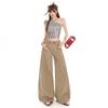Spring Summer Khaki High Waist Relaxed Straight Wide Leg Floor Sweeping Slim Casual Denim Pants Ladies Casual Pants Oversize Denim Trousers