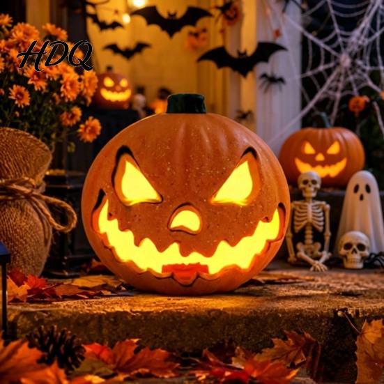 Durable Pumpkin Lantern Halloween Evil Lantern Large LED Light Up Jack O Decor Indoor for Party Scene Spooky Outdoor Decoration Trick or Treat Gift