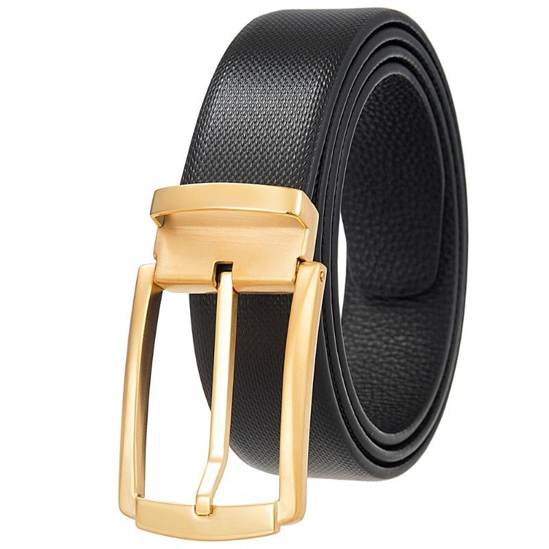 Pin Buckle Belt, Punched Belt, Men First Layer Cowhide Belt