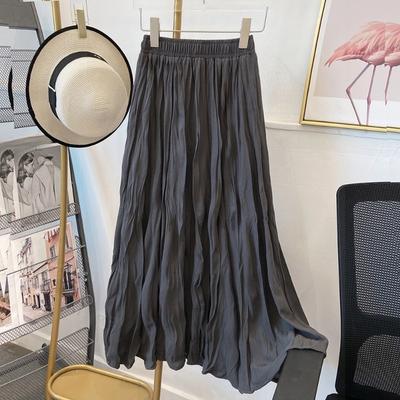 Spring and Autumn Women's Skirts Pleated Oversized Swing Long Skirt Vintage Chic Umbrella Skirt