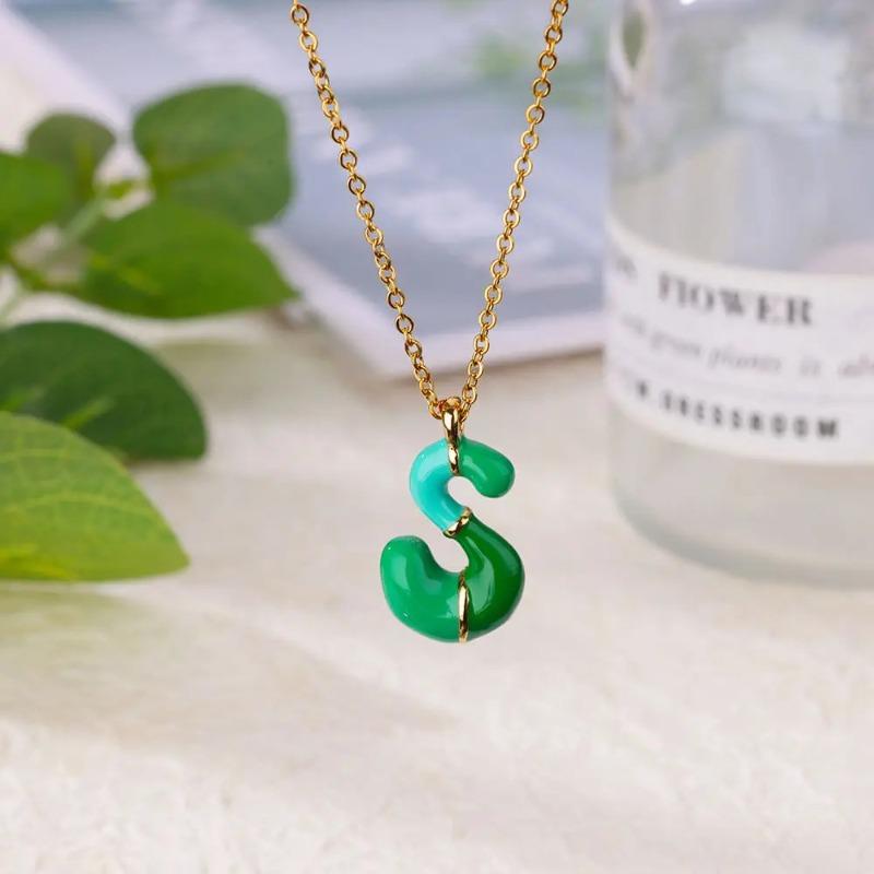 Necklace Women's Color Epoxy Bubble Sensing Dopamine Letter Pendant English Letter Necklace