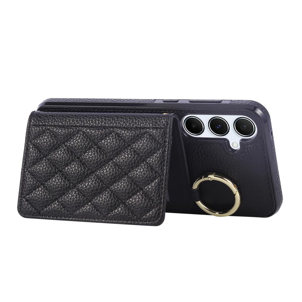 For Samsung Galaxy S25+/S24+ Case Kickstand Rhombus Leather+TPU Phone Cover with Shoulder Strap