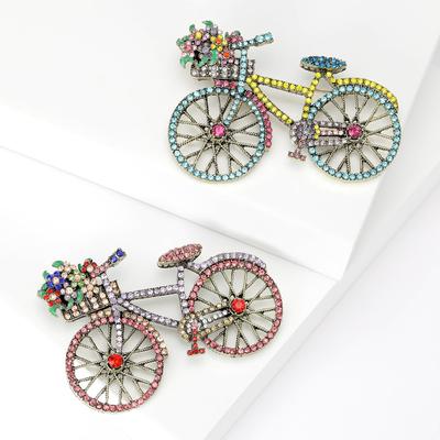 Spilla da Bicicletta Coreana Tridimensionale in Lega con Strass, Spilla Gioiello Corsage alla Moda Personalizzata da Donna per Abbigliamento
