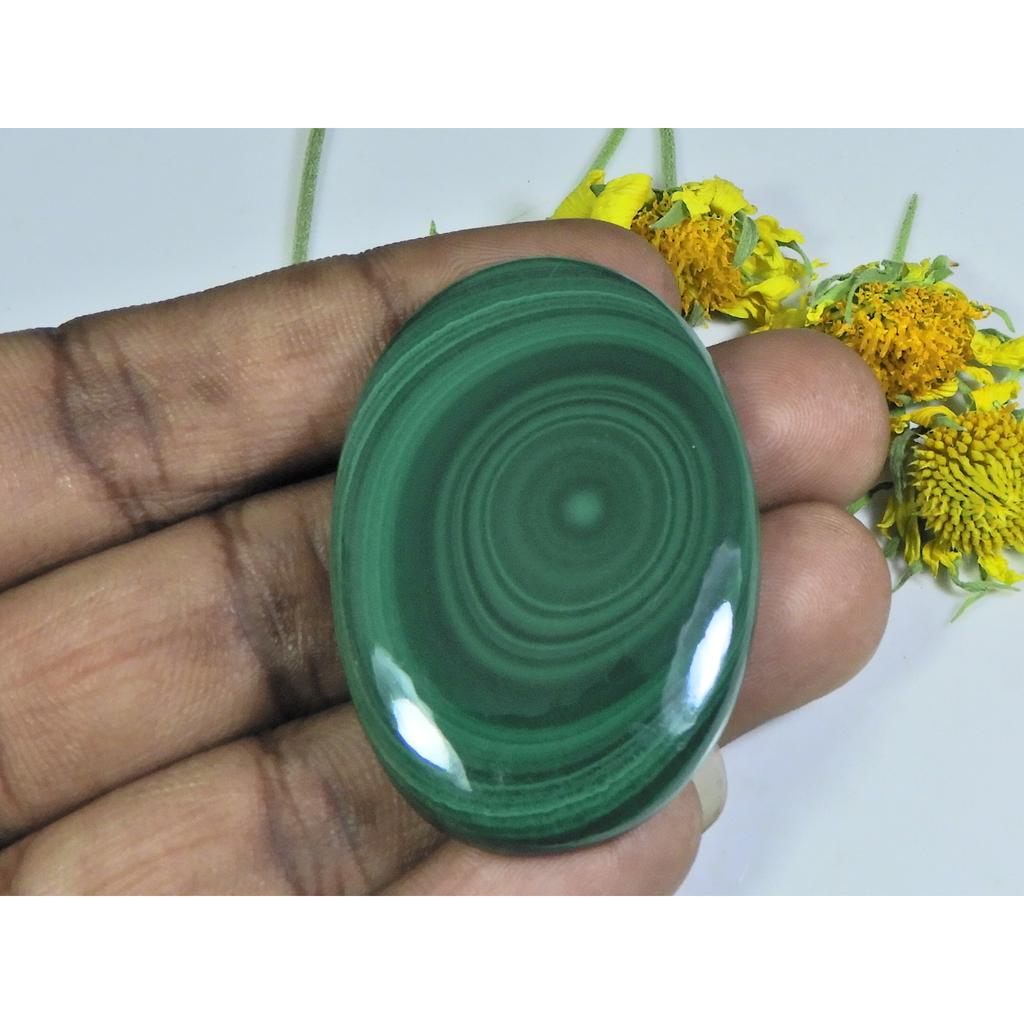 AA++ 138Cts. Natural Green Malachite Oval Cabochon Loose Gemstone 33X49X05MM D-57