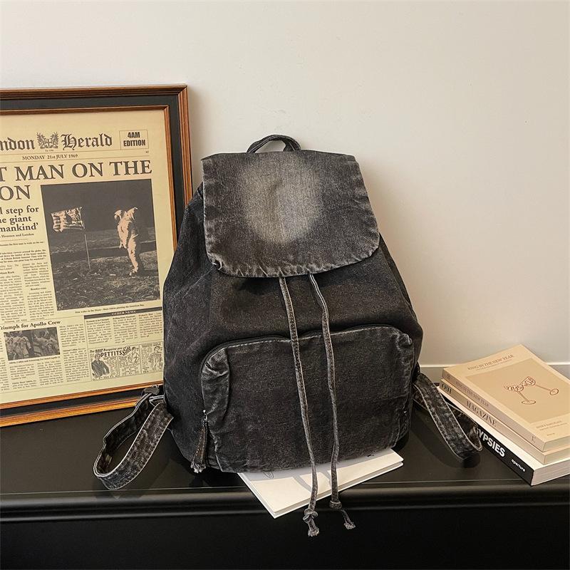 Schultasche Retro Denim Rucksack Damen Neu Große Kapazität Canvas Rucksack Schüler Schultasche Einfach Persönlichkeit Große Tasche