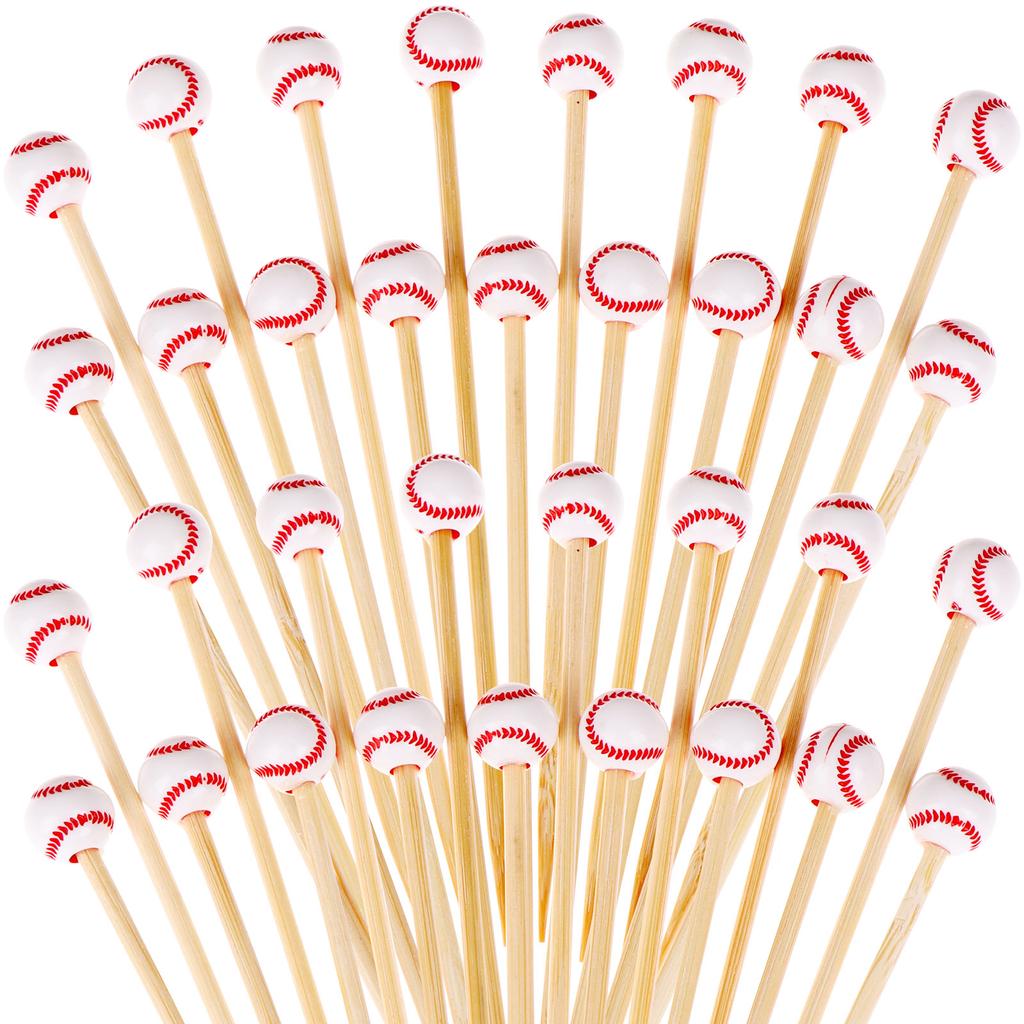 Bamboomn 3.9" Decorative Sports Ball End Bamboo Cocktail Fruit Sand