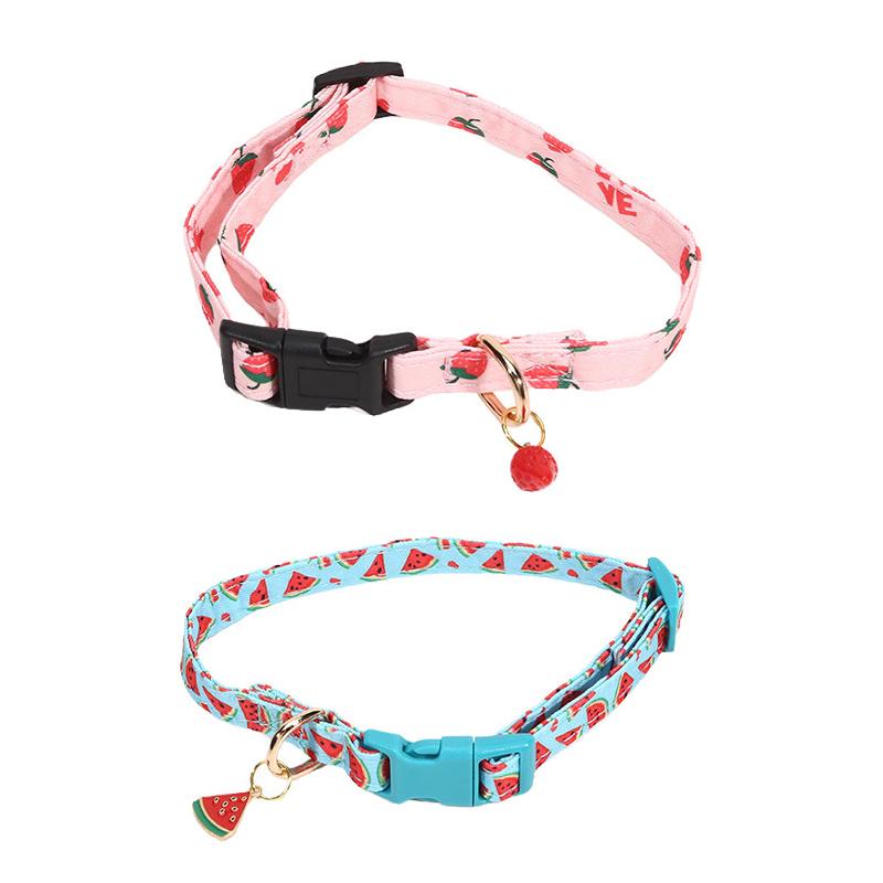 Fruit Pattern Pet Dog Collar Cute Strawberries Print Dog Collar Soft Comfortable Dog Necklace Adjustable Cat Collar Daily Walk
