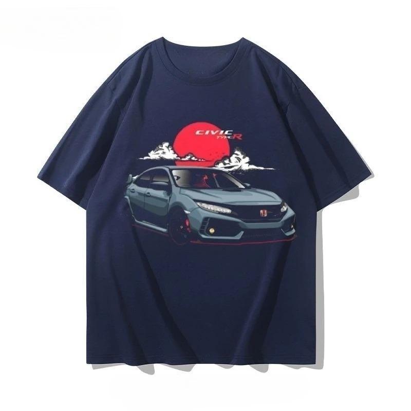 Honda Civic Type R EK9 "Stock & Stance" JDM Oversized Navy T-Shirt | Car Enthusiast Unisex Streetwear Tee