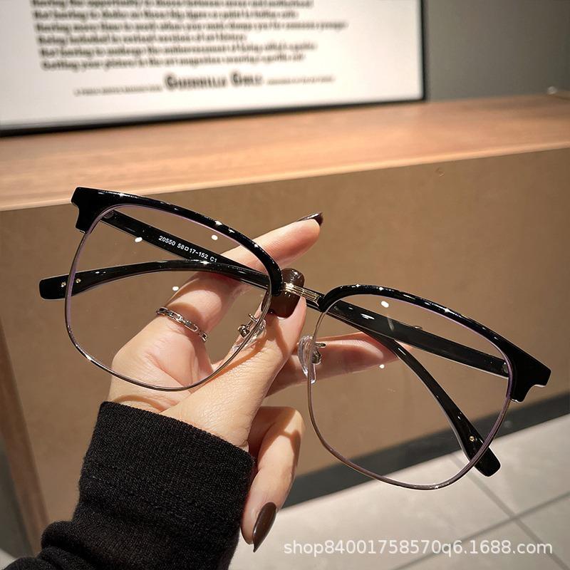 Enlarged And Widened Oversized Frame Half-Frame Glasses, Men'S Myopia Can Be Matched With Large-Size Eye Glasses, Frame, Big Face And Thin