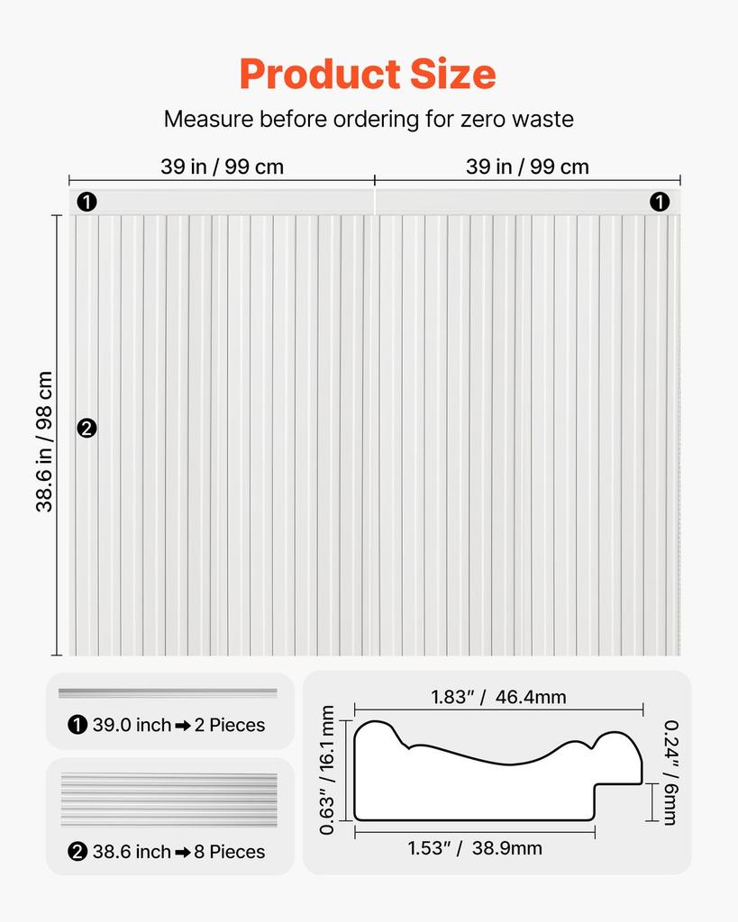 Wall Molding Kit, Wainscoting Panels, Lightweight Paintable Polystyrene, Easy To Install, Wide & Narrow Accent Wall Trim for Interior Décor Living