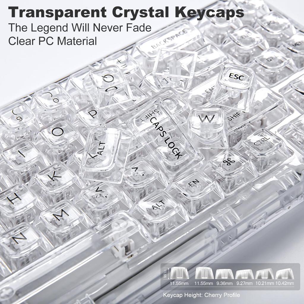 YUNZII X71 Keyboard, Crystal Ice, White, 68% Layout