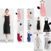 Elegant Women Summer Yarn Splicing Dress Sleeveless Boho Beach Sundress For Casual Wear