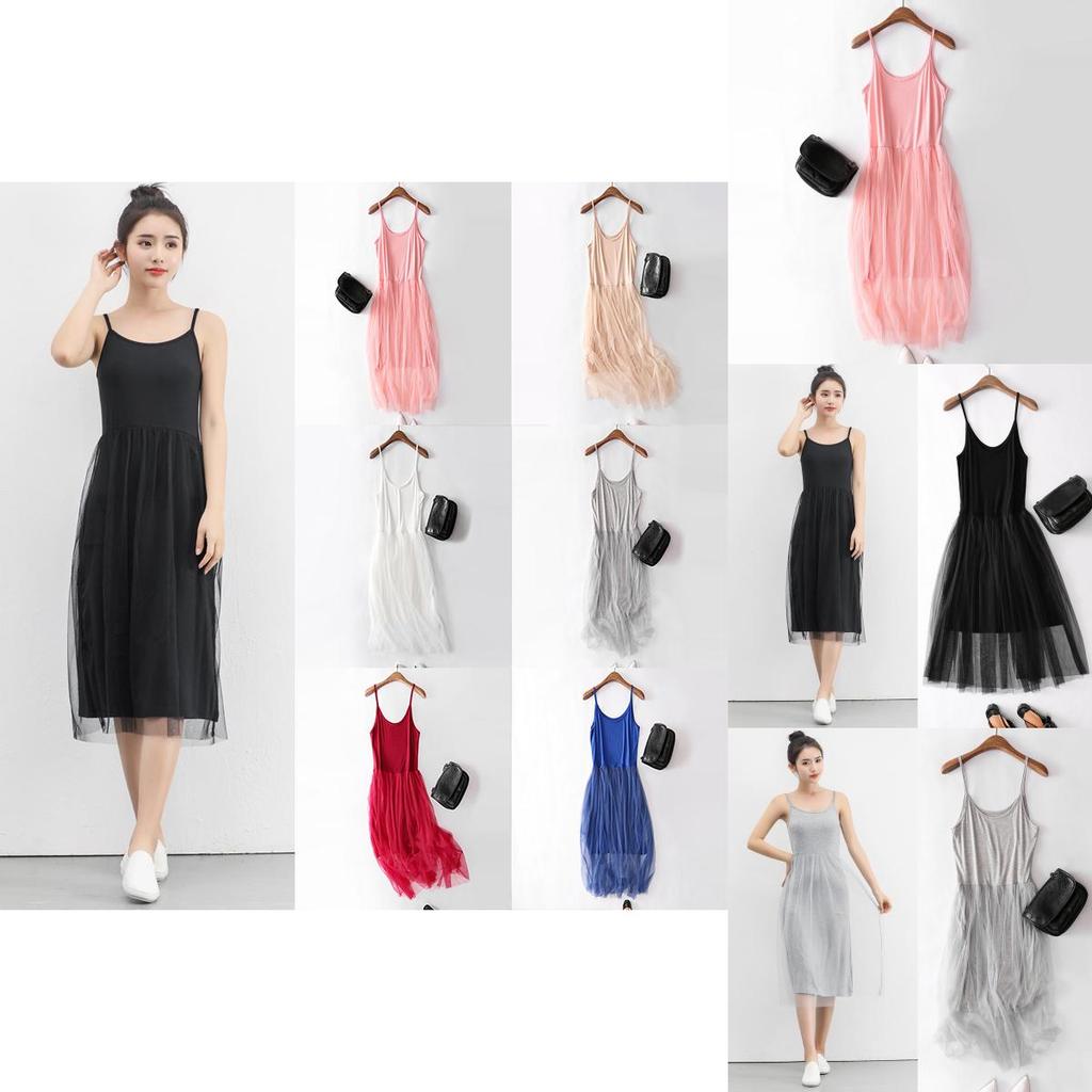 Elegant Women Summer Yarn Splicing Dress Sleeveless Boho Beach Sundress For Casual Wear